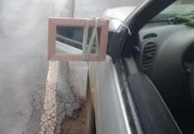 Carro com retrovisor improvisado é apreendido pela Polícia Militar, no Oeste do estado