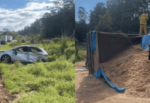 VÍDEO – Acidente entre carro e caminhão na BR-470, em Indaial, deixa feridos